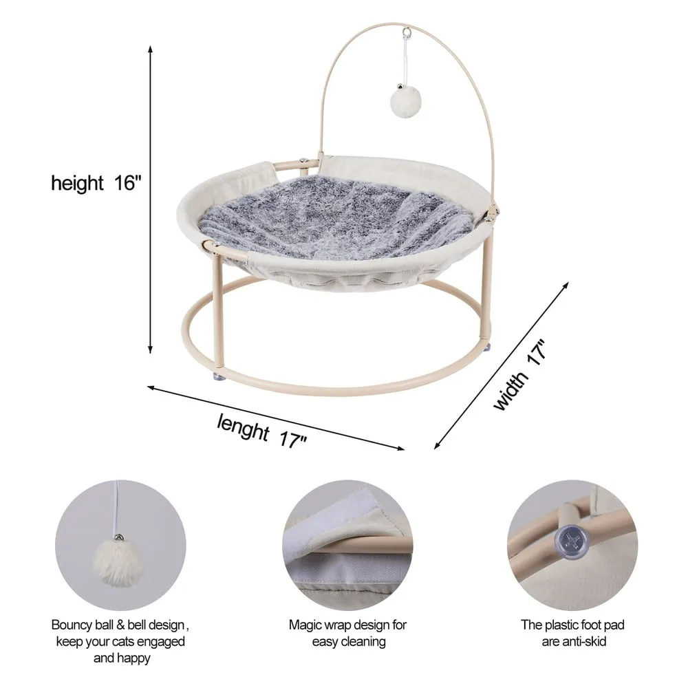 Cat Hammock, Detachable Pet Hammock Bed, Hanging Elevated Cat Nest, Pet Bed Suitable for Indoor Outdoor, Off-White