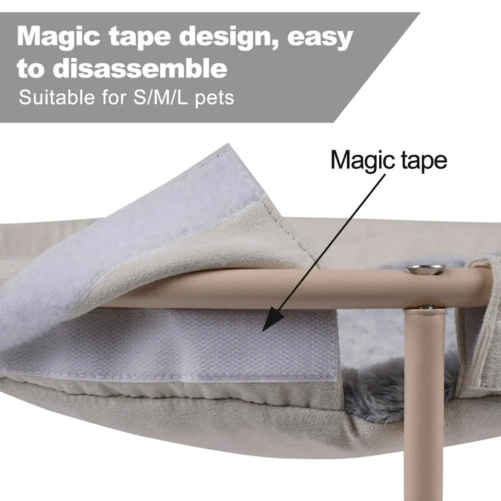 Cat Hammock, Detachable Pet Hammock Bed, Hanging Elevated Cat Nest, Pet Bed Suitable for Indoor Outdoor, Off-White