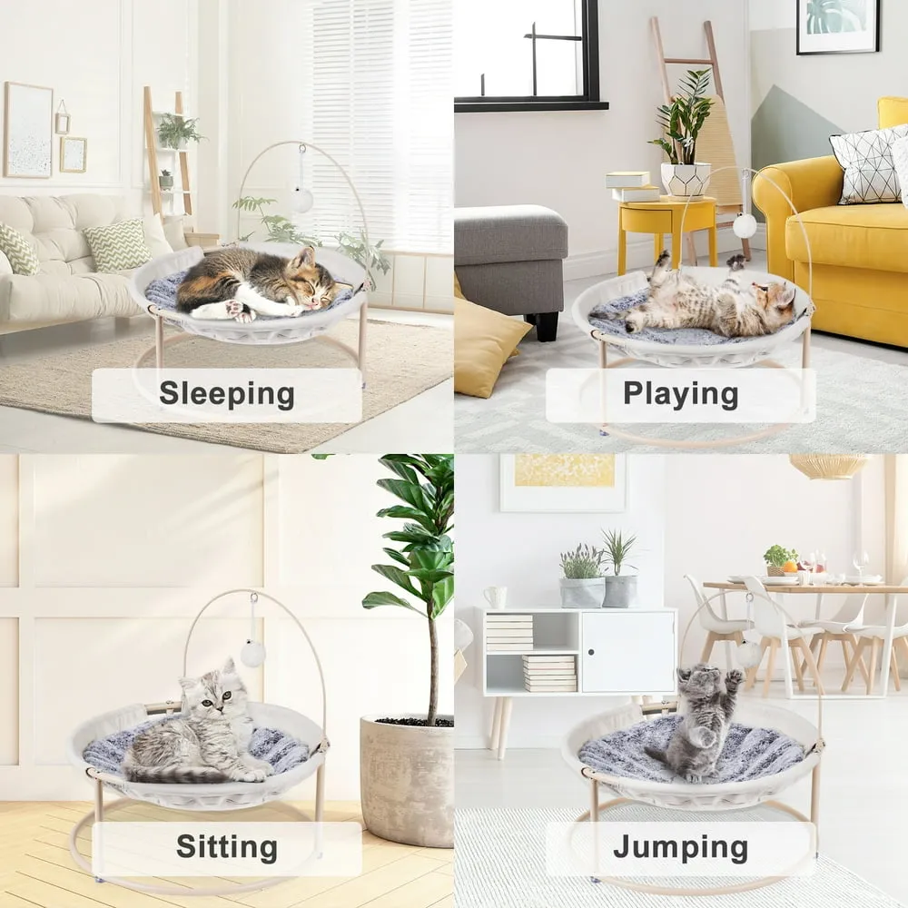 Cat Hammock, Detachable Pet Hammock Bed, Hanging Elevated Cat Nest, Pet Bed Suitable for Indoor Outdoor, Off-White