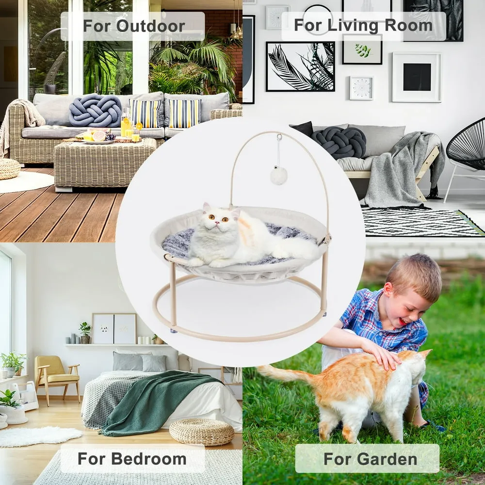 Cat Hammock, Detachable Pet Hammock Bed, Hanging Elevated Cat Nest, Pet Bed Suitable for Indoor Outdoor, Off-White