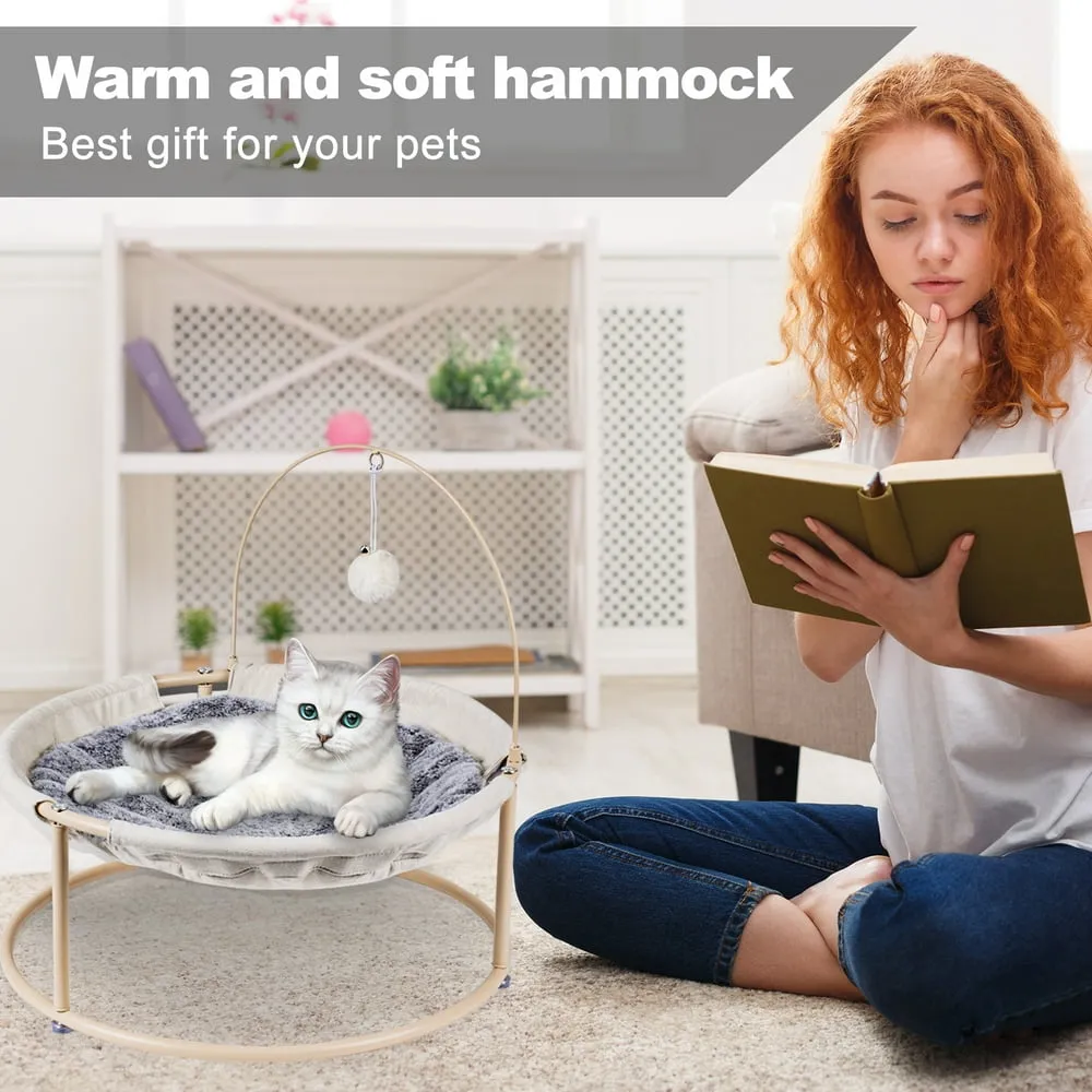 Cat Hammock, Detachable Pet Hammock Bed, Hanging Elevated Cat Nest, Pet Bed Suitable for Indoor Outdoor, Off-White
