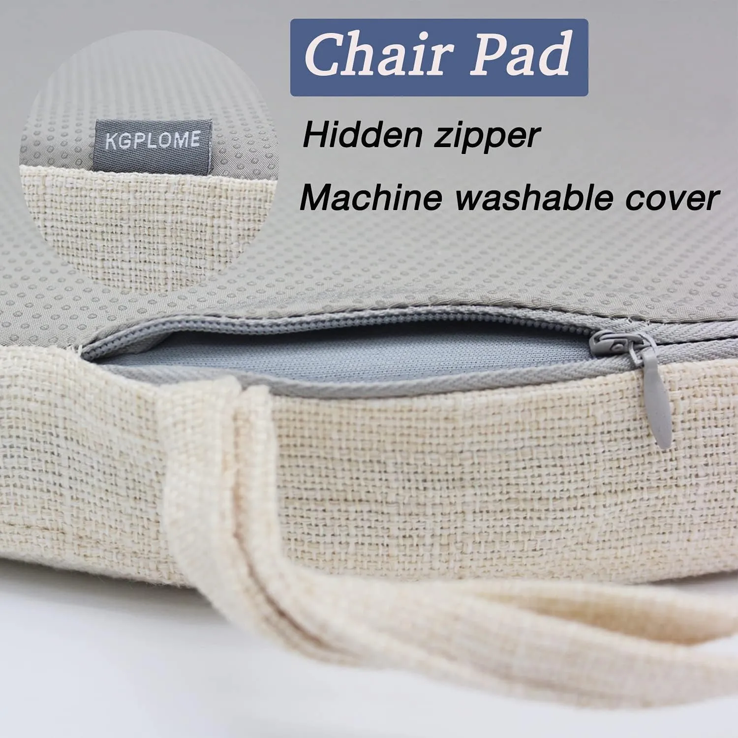 Chair Cushion with Ties for Dining Chairs - Memory Foam Non Slip Kitchen Chair Pad and Dining Seat Cushion with Machine Washable Cover Set of 4 [16.5 x 16.2 Inches] (Light Beige, 4)