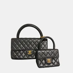 Chanel *Ultra Rare* Vintage Kelly Set Daughter and Mother In Black GHW