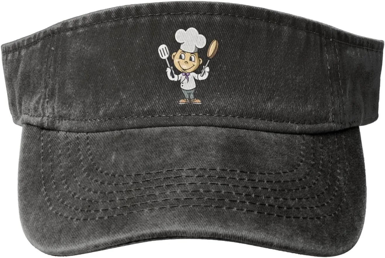 Chef with Spatula and Frying Pan Sun Visor Hats for Women Men Sun Hat Cotton Golf Hat Vintage Baseball Cap