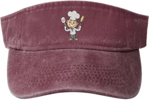 Chef with Spatula and Frying Pan Sun Visor Hats for Women Men Sun Hat Cotton Golf Hat Vintage Baseball Cap
