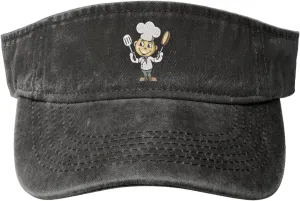 Chef with Spatula and Frying Pan Sun Visor Hats for Women Men Sun Hat Cotton Golf Hat Vintage Baseball Cap