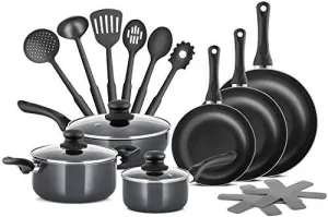 CHEF'S STAR PROFESSIONAL GRADE ALUMINUM 15 PIECE NON-STICK POTS & PANS SET - INDUCTION READY COOKWARE SET