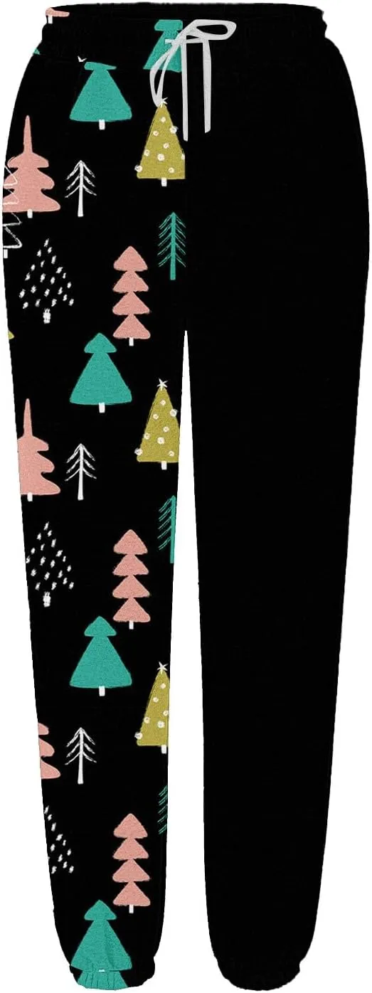 Christmas Sweatpants for Women 2024 High Waist Joggers Drawstring Elastic Fashion Pajamas Pants WOM