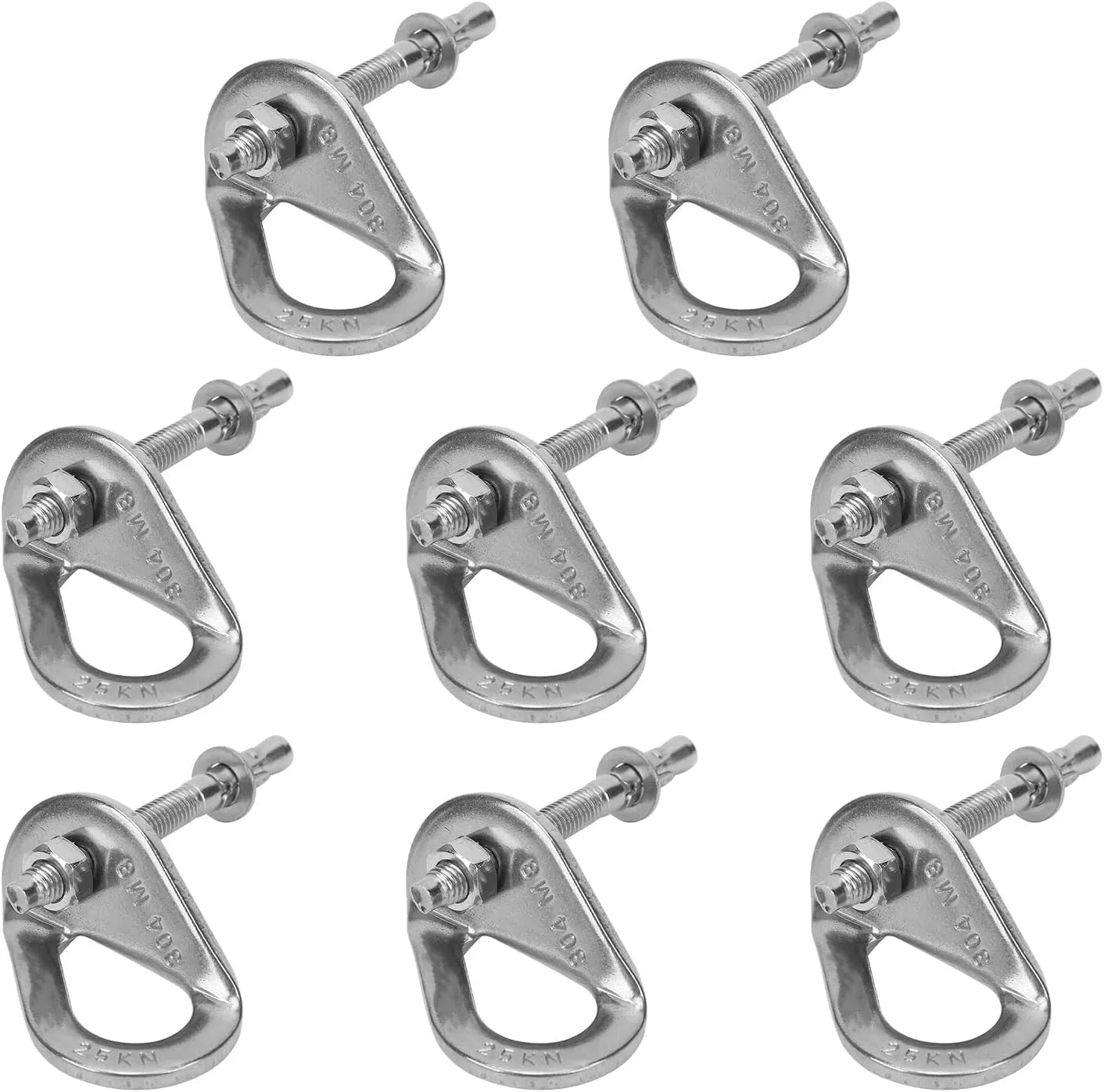 Climbing Anchor Bolt, 25KN Climbing Bolt Hanger 304 Stainless Steel Heavy Duty Climbing Anchor Hangers for 10mm / 3/8" Bolt for Home Gyms, Hammocks, Trailer Tie-Downs, Weight 2500KG, 8 Set