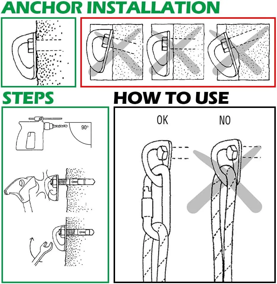 Climbing Holds Anchor Set - 3PCS - Stainless Steel Bolt Hanger and Bolt Heavy Duty Climbing Holds Weight 2500KG for Indoor Outdoor Climb Train