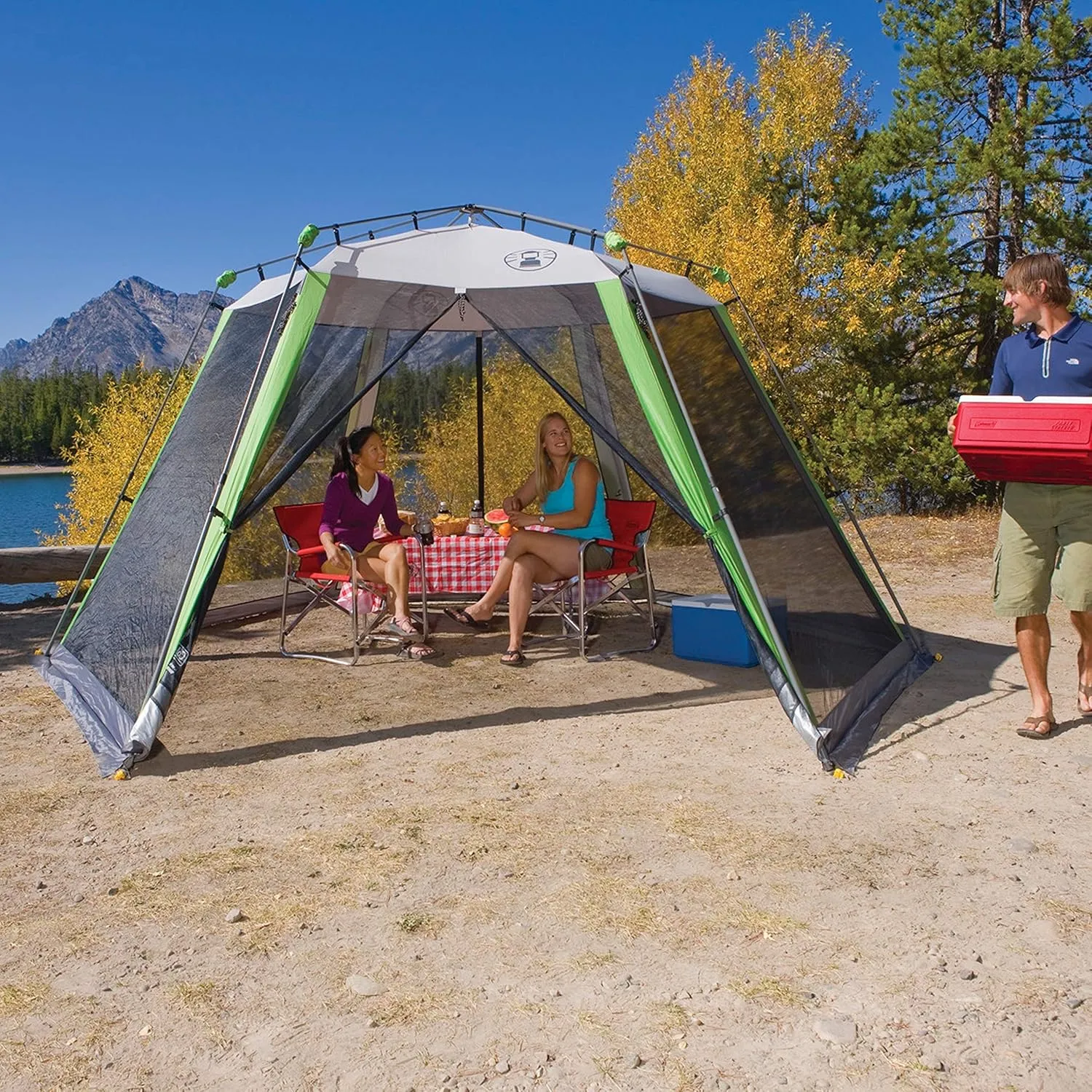 Coleman Skylodge Screened Canopy Tent with Instant Setup, 10x10/15x13ft Portable Screen Shelter Sets Up in 1 Minute, Bug-Free Lounging for Picnic, Beach, Park, & More