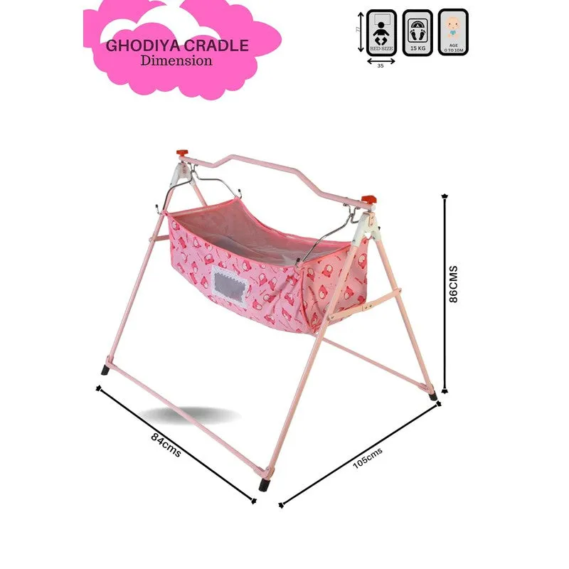 Compact Ghodiya Cradle Swing with Full Protective Net Cover (0-6 Months) | Capacity-12 Kg