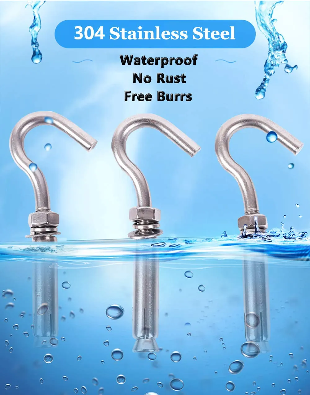 Concrete Wall Hook, Lsqurel 304 Stainless Steel Concrete Anchors Heavy Duty Open Expansion Bolts for Concrete Wall (M10-10Pack)
