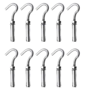 Concrete Wall Hook, Lsqurel 304 Stainless Steel Concrete Anchors Heavy Duty Open Expansion Bolts for Concrete Wall (M10-10Pack)