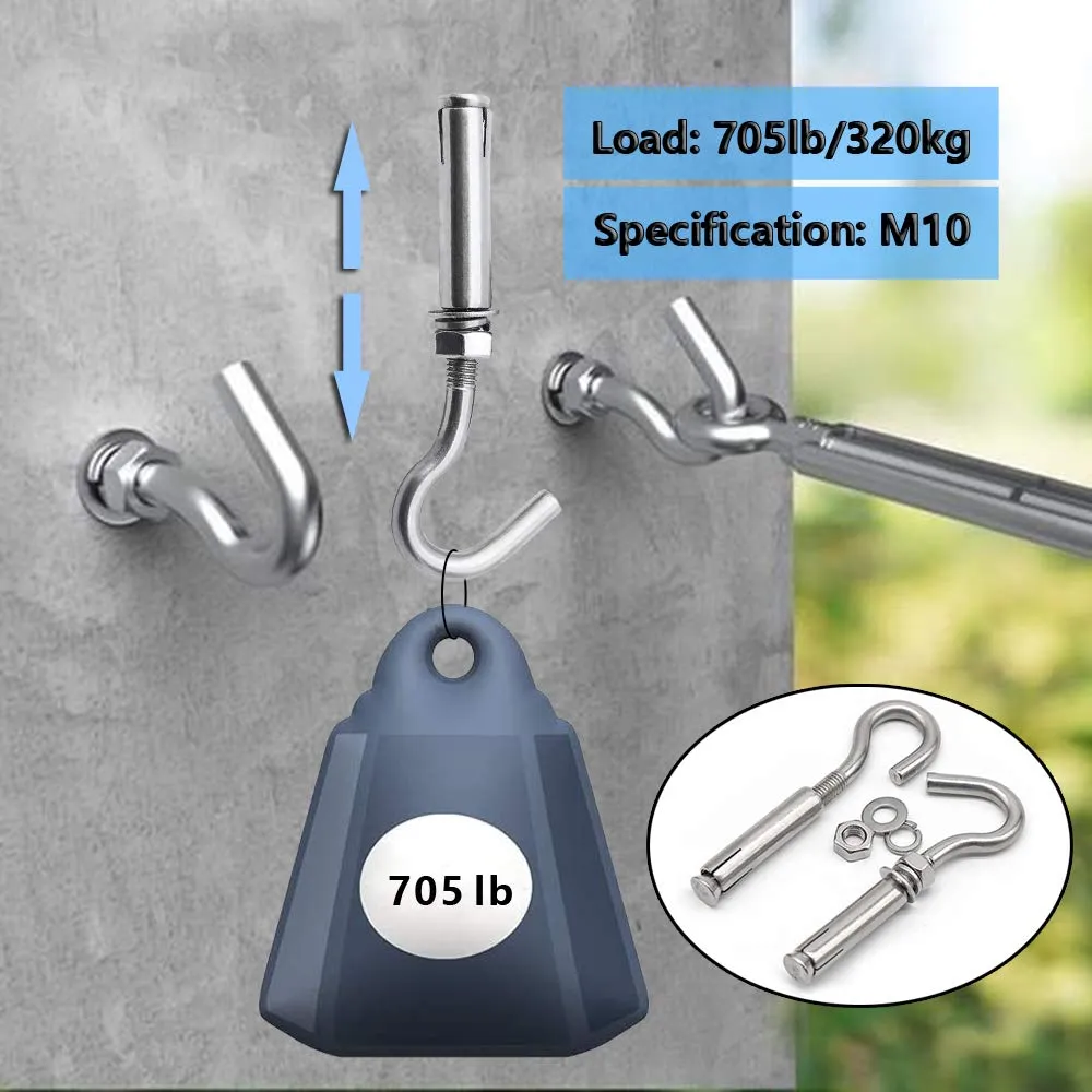Concrete Wall Hook, Lsqurel 304 Stainless Steel Concrete Anchors Heavy Duty Open Expansion Bolts for Concrete Wall (M10-10Pack)