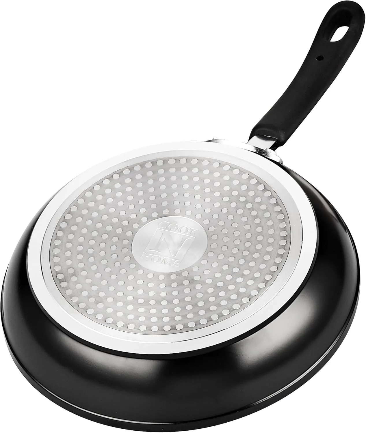 Cook N Home 8"/10"/12" 3 Pieces Frying Saute Pan Set with Non-stick Coating and Induction Compatible bottom, Black
