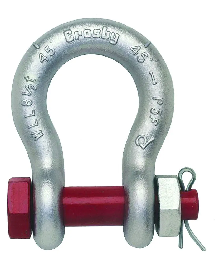 Crosby 1019490 G-2130 Bolt Anchor Shackle | 5/8-Inch Nominal Size | 3-1/4 Ton Working Load Limit | Carbon Steel Body with Alloy Pin | Hot Dipped Galvanized