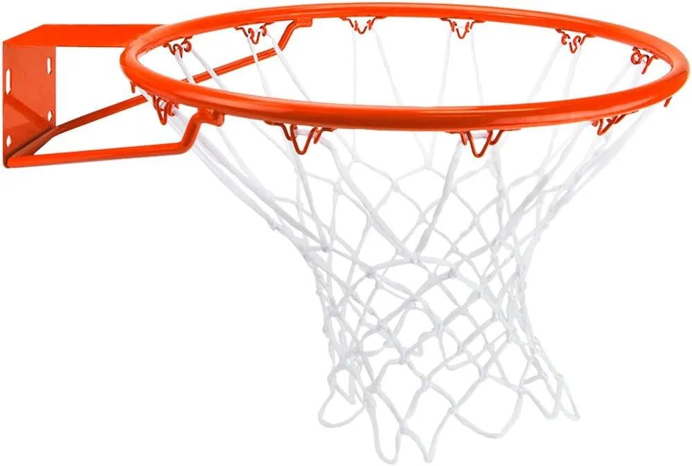 Crown Sporting Goods Stainless Steel Basketball Rim with Free All Weather Net, Standard/18, Orange