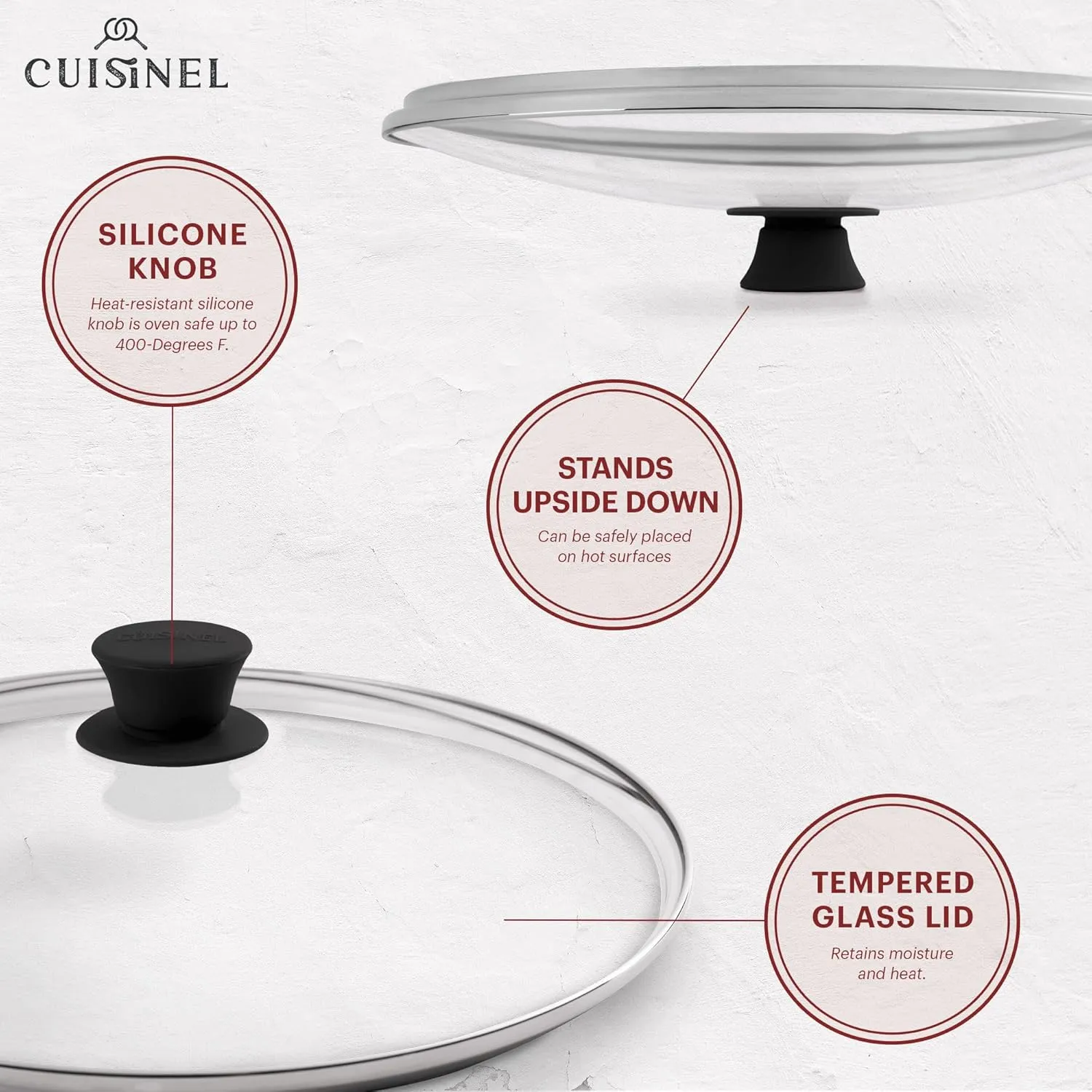 Cuisinel Cast Iron Skillet with Lid - 12"-Inch Frying Pan   Glass Cover   Silicone Handle Holder - Pre-Seasoned Oven Safe Cookware - Indoor/Outdoor Use - Grill, BBQ, Fire, Stovetop, Induction