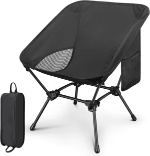 CVLIFE Camping Chair Portable Folding Backpacking Chair for Outside Hunting Fishing Hiking Black