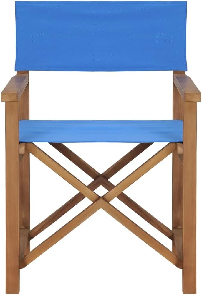 Director's Chair,Camping Chair,Wooden Folding Chairs,Outdoor Furniture,Assembly Required,Used for Campsite, Beach, Sports Pitch,Fishing,Lawn, Deck, Solid Teak Wood Blue