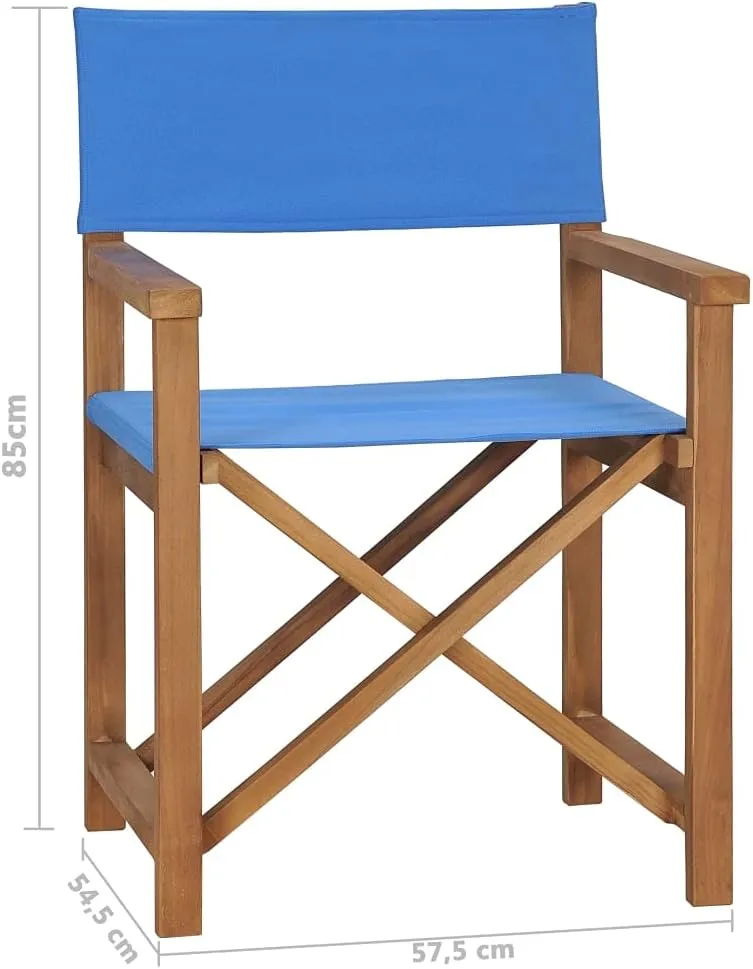 Director's Chair,Camping Chair,Wooden Folding Chairs,Outdoor Furniture,Assembly Required,Used for Campsite, Beach, Sports Pitch,Fishing,Lawn, Deck, Solid Teak Wood Blue