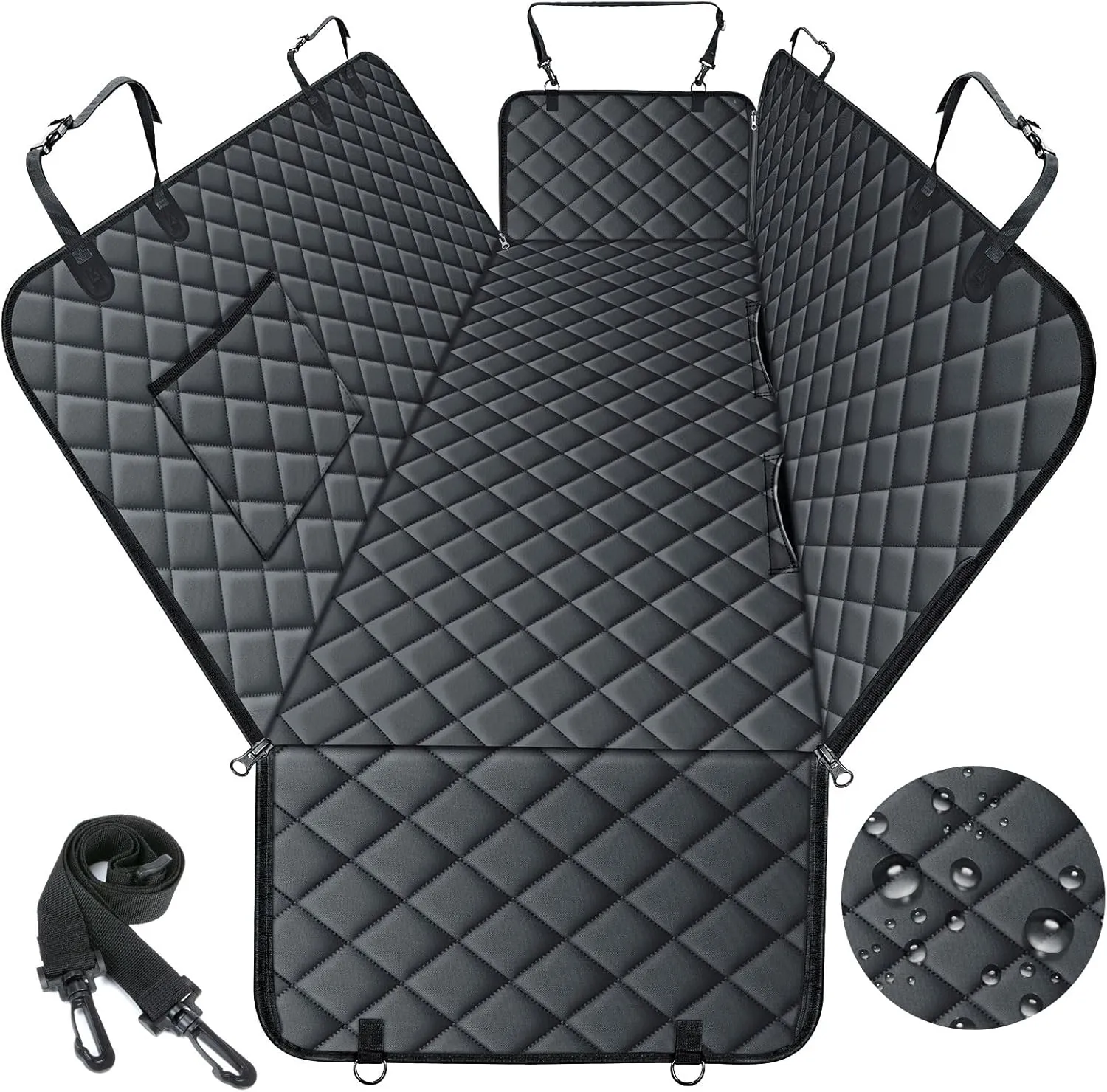 Dog Car Seat Cover, Durable Waterproof Scratch Proof Nonslip Dog Hammock, Back Seat Covers with Pocket for Cars SUVs and Trucks - S, Black