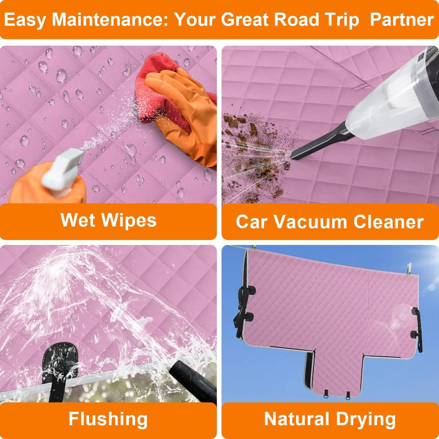 Dog Car Seat Cover for Back Seat Hammock 600D Waterproof Car Seat Protector for Dogs with Anti-Slip Scratch Proof Dog Seat Cover for SUV Truck Pink with Grey Standard Size
