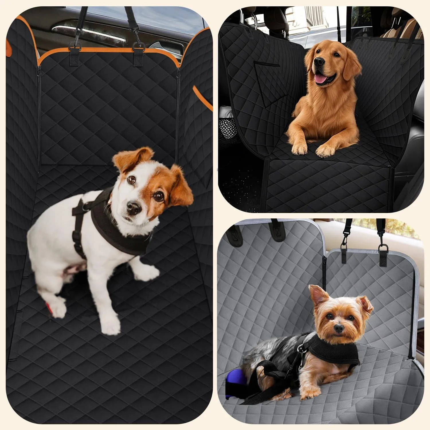 Dog Car Seat Cover for Back Seat Hammock 600D Waterproof Car Seat Protector for Dogs with Anti-Slip Scratch Proof Dog Seat Cover for SUV Truck Pink with Grey Standard Size