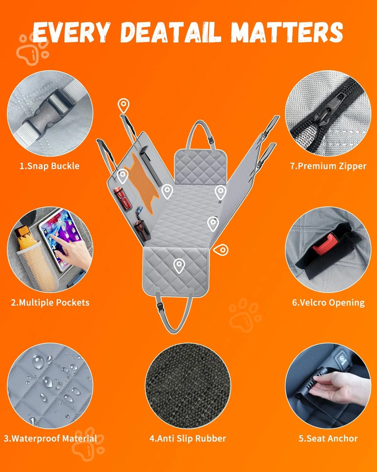 Dog Seat Cover for Car Back Seat, SUVs - Zipper Design Seat Protector for Dogs w/Mesh Window & Waterproof – Dog Hammock for Car - Resistant & Scratch-Proof for Small Trucks