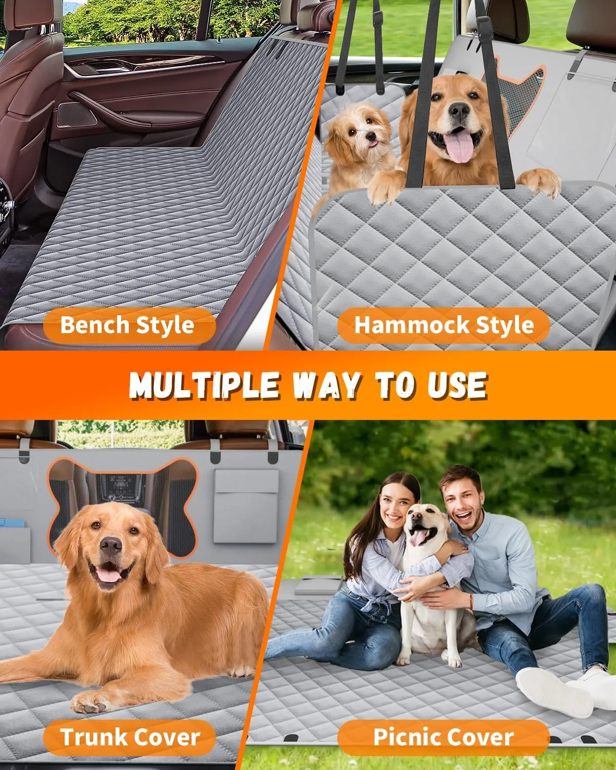 Dog Seat Cover for Car Back Seat, SUVs - Zipper Design Seat Protector for Dogs w/Mesh Window & Waterproof – Dog Hammock for Car - Resistant & Scratch-Proof for Small Trucks