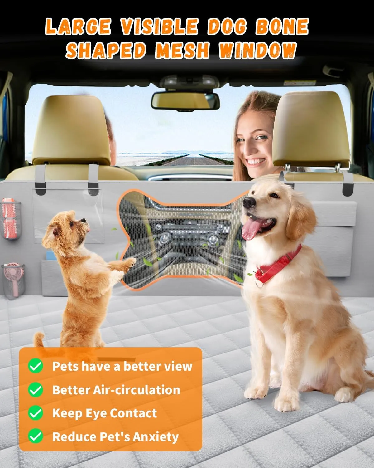 Dog Seat Cover for Car Back Seat, SUVs - Zipper Design Seat Protector for Dogs w/Mesh Window & Waterproof – Dog Hammock for Car - Resistant & Scratch-Proof for Small Trucks