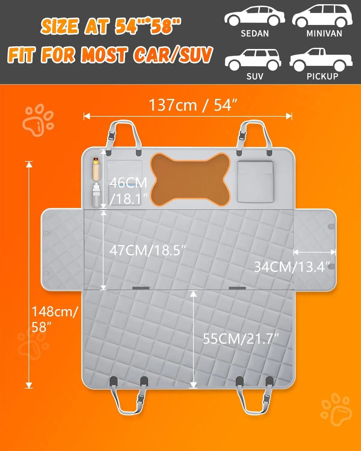 Dog Seat Cover for Car Back Seat, SUVs - Zipper Design Seat Protector for Dogs w/Mesh Window & Waterproof – Dog Hammock for Car - Resistant & Scratch-Proof for Small Trucks
