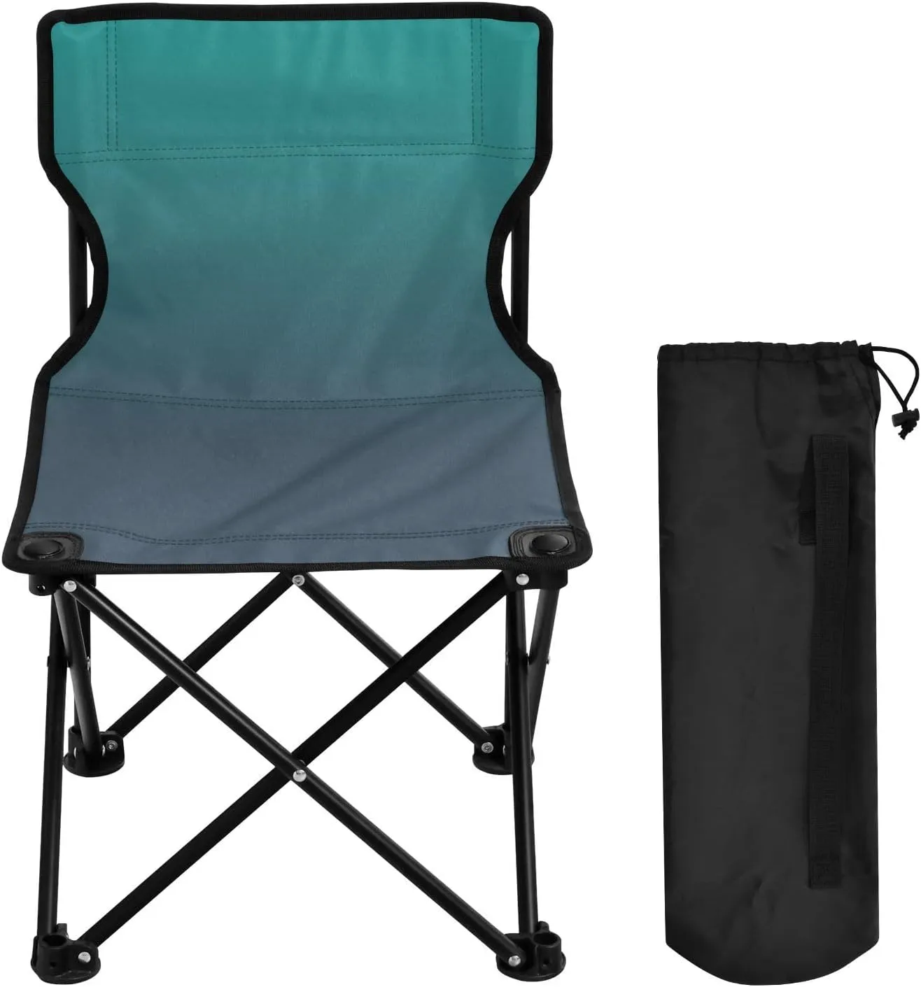 DOMIKING Blue Green Gradient Kids' Portable Camping Chairs for Outdoor Lawn Chairs with Carry Bag Folding Chair for Picnic Beach Camping