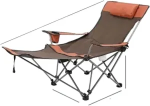 Dual-Purpose Outdoor Folding Chair Portable Nap Lunch Break Fishing Chair Lightweight Beach Chair Lazy Stool Camping Chair, Orange Full Long