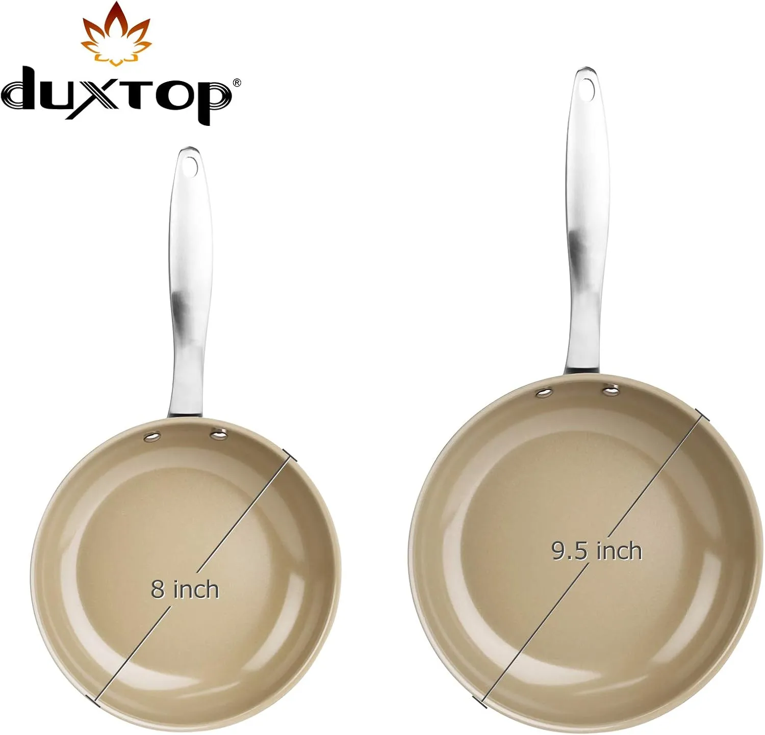 Duxtop Ceramic Non-stick Frying Pan, Stainless Steel Induction Frying Pan, 8-Inch Stir Fry Pan with Heavy-gauge Impact-bonded Bottom, FUSION Ti
