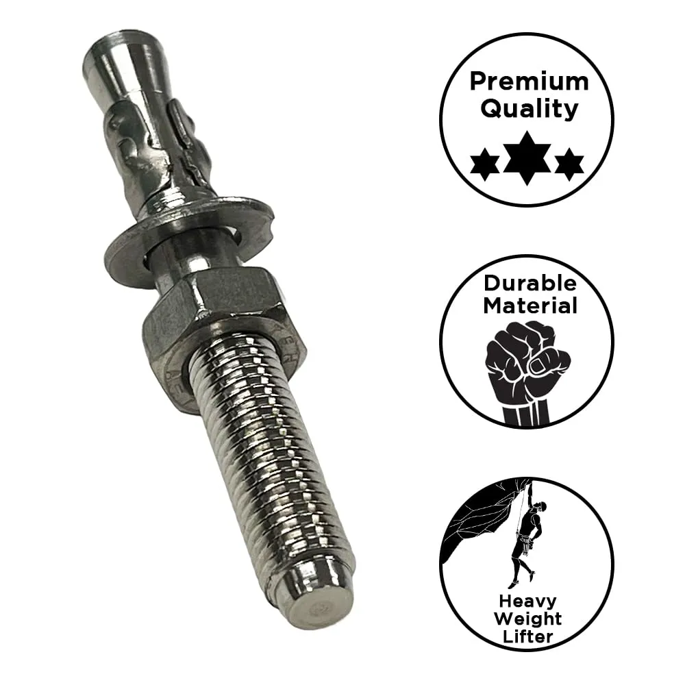 Dynamo SS304 Expansion Bolt ? Durable Outdoor Wedge Anchor for Medium to High Hardness Rocks, M12x95mm