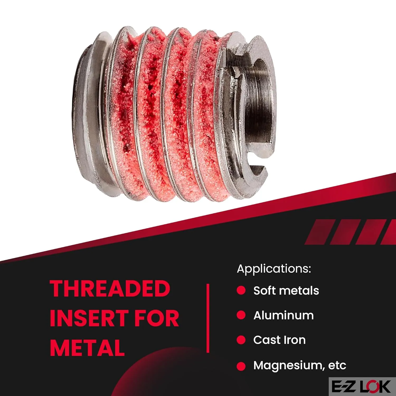 E-Z LOK - 453-8 E-Z Lok Externally Threaded Insert, 303 Stainless Steel, M8-1.25 Internal Threads, M12x1.75 External Threads, 12.50mm Length, Made in US (Pack of 5)