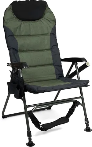 Earth Executive Folding Fishing Chair, Ultimate Comfort with Reclining Feature, Sleek Design, and Adjustable Extending Legs, Ideal for Fishing, Camping, Picnics, Sporting Events, and Tailgates