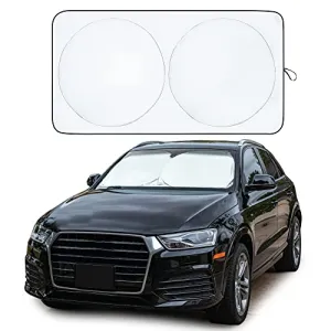 EcoNour Car Windshield Sun Shade with Storage Pouch | Durable 240T Material Car Sun Visor for UV Rays and Sun Heat Protection | Car Interior Accessories for Sun Heat | Classic (59 inches x 29 inches)