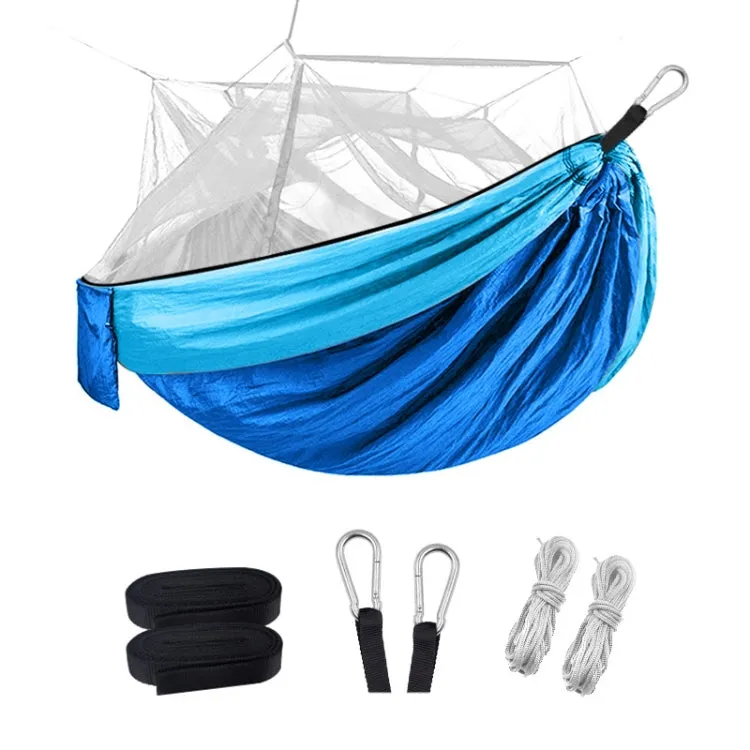 Encryption Mosquito Net Hammock Outdoor Camping Anti-Mosquito Net Gauze Hammock, Size: 260x140cm(Dark Blue Light Blue)
