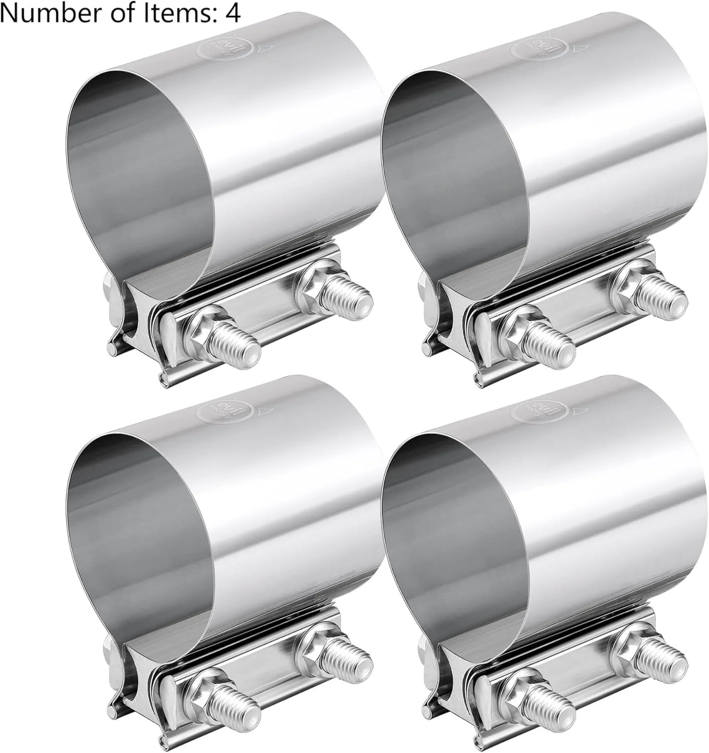 EVIL ENERGY 3.0 Inch Exhaust Clamp,Butt Joint Band Clamp Sleeve Coupler Stainless Steel for Pipes,Mufflers,Catalytic Converters 2PCs