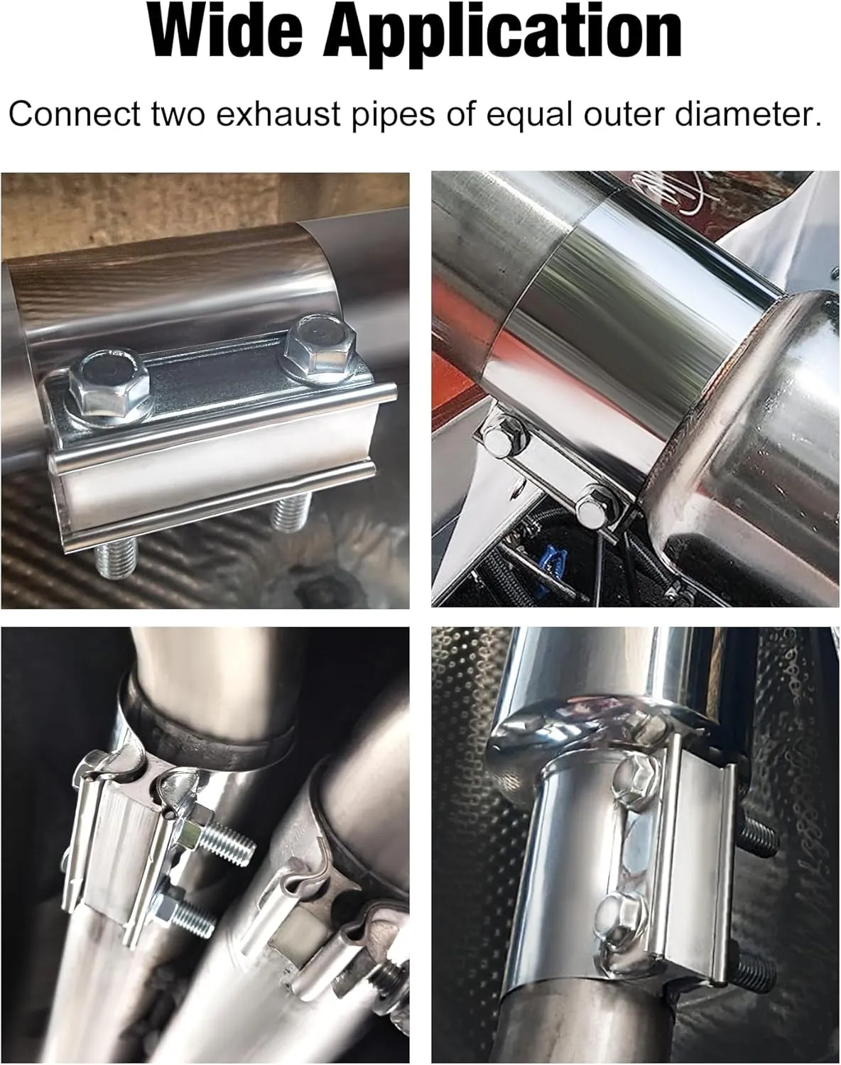 EVIL ENERGY 3.0 Inch Exhaust Clamp,Butt Joint Band Clamp Sleeve Coupler Stainless Steel for Pipes,Mufflers,Catalytic Converters 2PCs