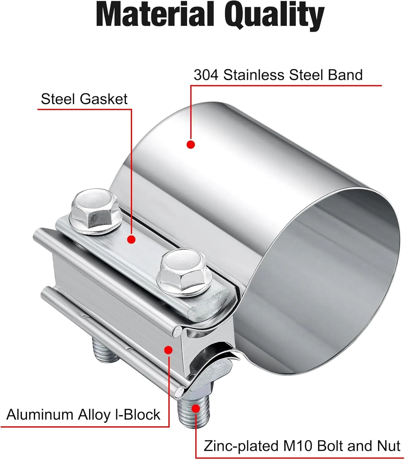 EVIL ENERGY 3.0 Inch Exhaust Clamp,Butt Joint Band Clamp Sleeve Coupler Stainless Steel for Pipes,Mufflers,Catalytic Converters 2PCs