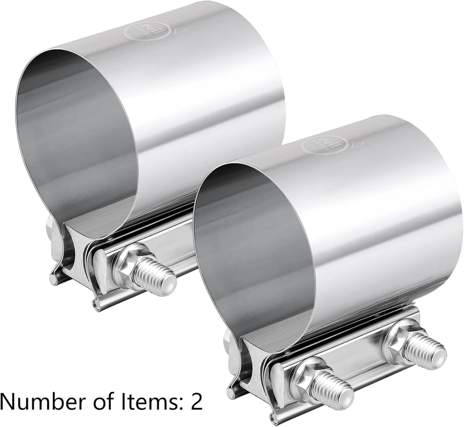 EVIL ENERGY 3.0 Inch Exhaust Clamp,Butt Joint Band Clamp Sleeve Coupler Stainless Steel for Pipes,Mufflers,Catalytic Converters 2PCs