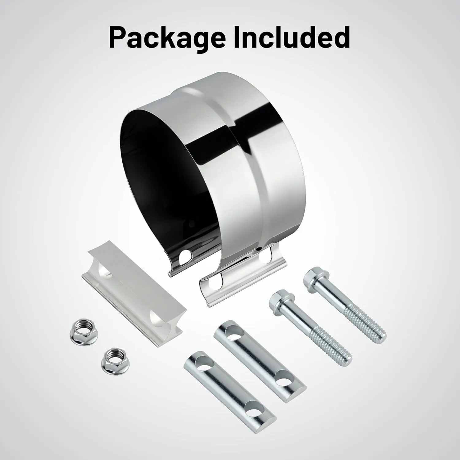 EVIL ENERGY 5'' Exhaust Clamp,Lap Joint Band Clamp Stainless Steel for Pipes,Mufflers,Catalytic Converters (4Pcs, 5 inch)