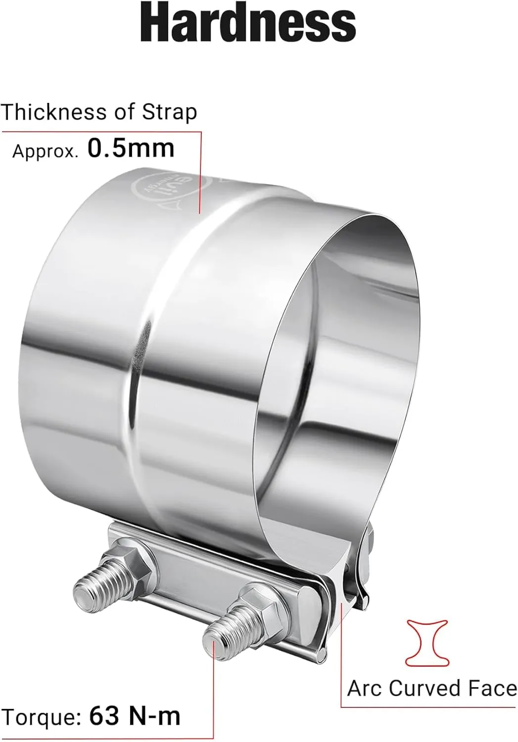 EVIL ENERGY 5'' Exhaust Clamp,Lap Joint Band Clamp Stainless Steel for Pipes,Mufflers,Catalytic Converters (4Pcs, 5 inch)