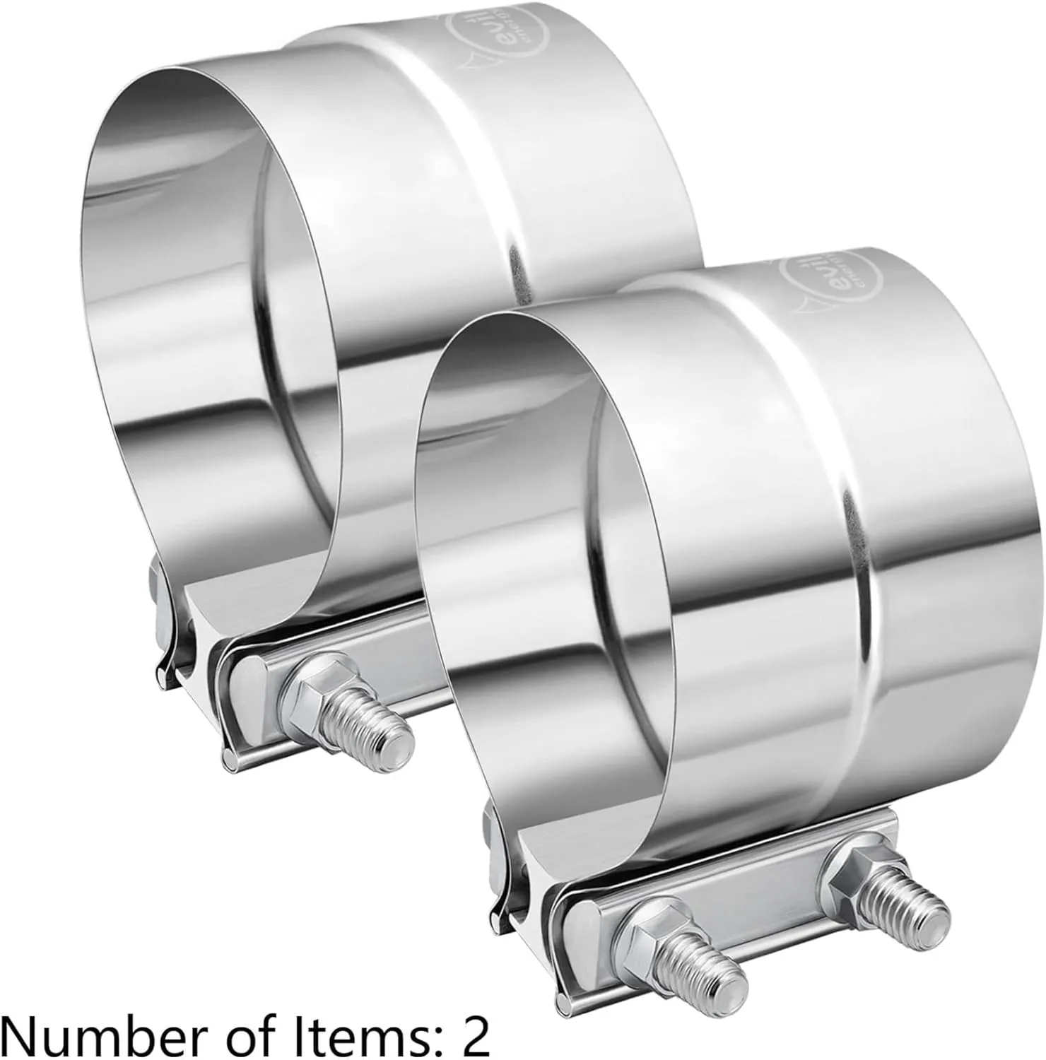 EVIL ENERGY 5'' Exhaust Clamp,Lap Joint Band Clamp Stainless Steel for Pipes,Mufflers,Catalytic Converters (4Pcs, 5 inch)