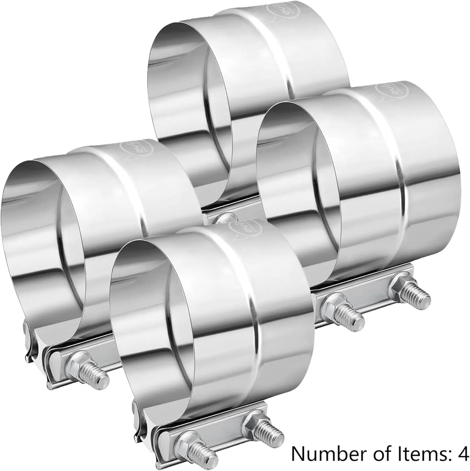EVIL ENERGY 5'' Exhaust Clamp,Lap Joint Band Clamp Stainless Steel for Pipes,Mufflers,Catalytic Converters (4Pcs, 5 inch)