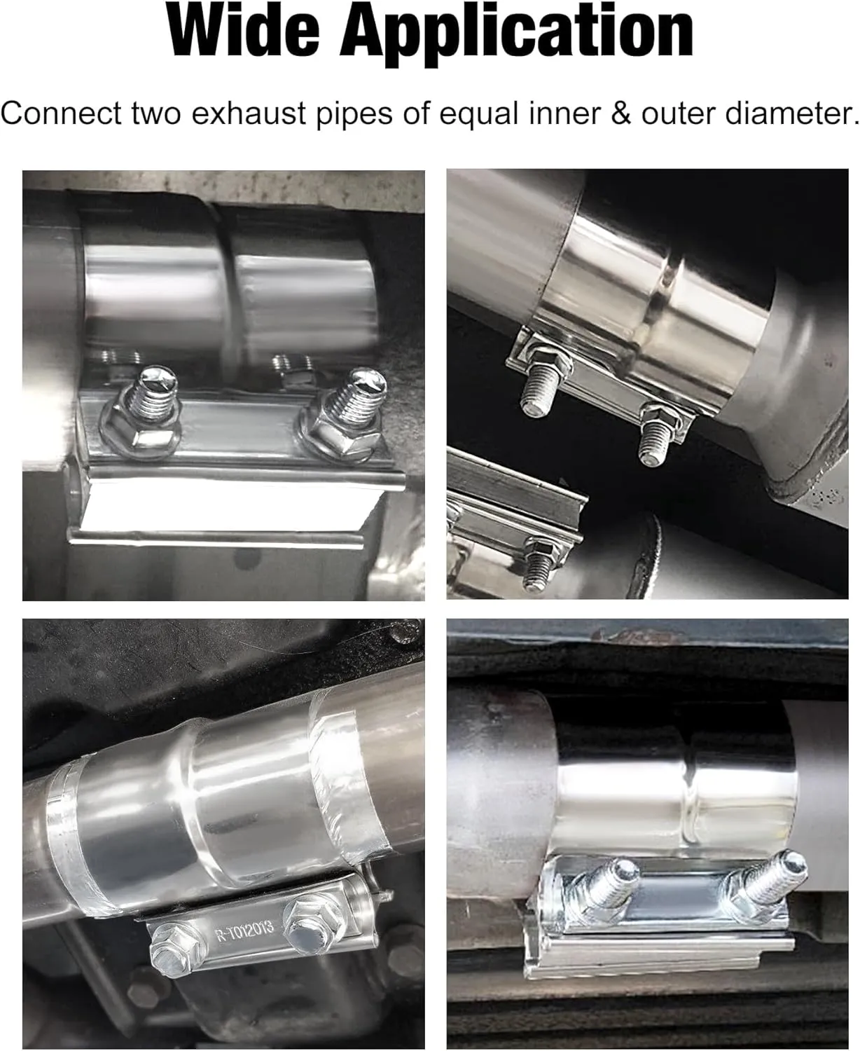 EVIL ENERGY 5'' Exhaust Clamp,Lap Joint Band Clamp Stainless Steel for Pipes,Mufflers,Catalytic Converters (4Pcs, 5 inch)